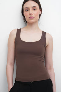 Mocha Taupe Polyamide Tank Top