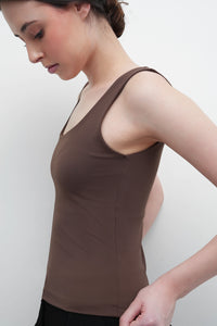 Mocha Taupe Polyamide Tank Top