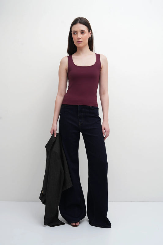 Burgundy Polyamide Tank Top