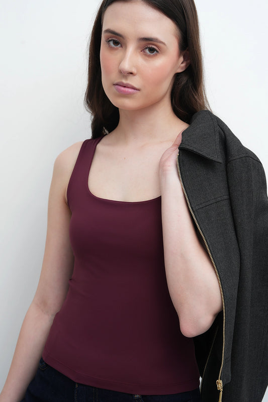 Burgundy Polyamide Tank Top