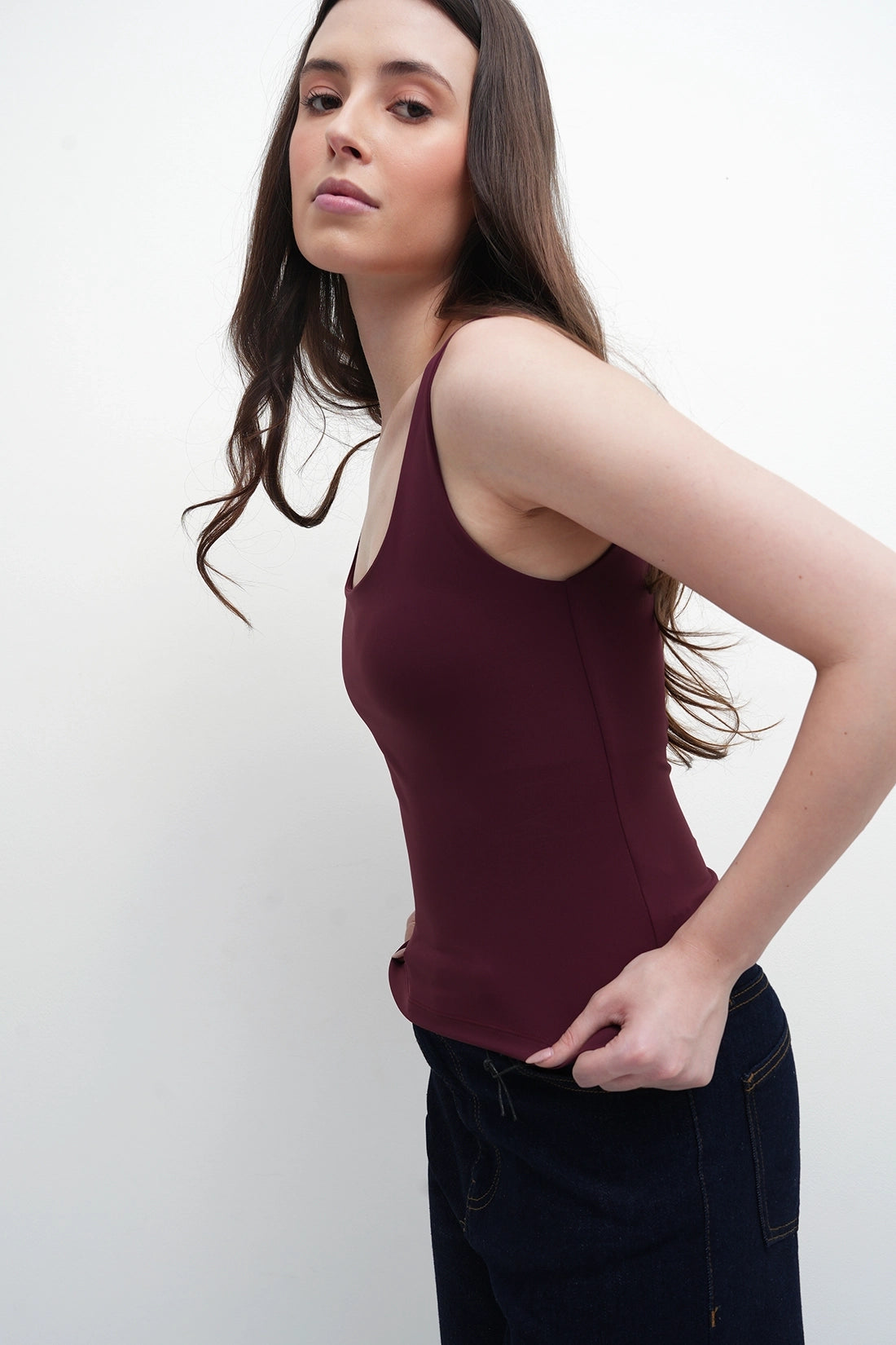 Burgundy Polyamide Tank Top