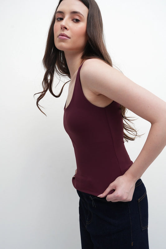 Burgundy Polyamide Tank Top
