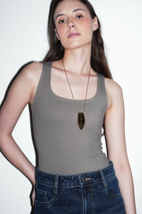 Warm Grey Polyamide Tank Top