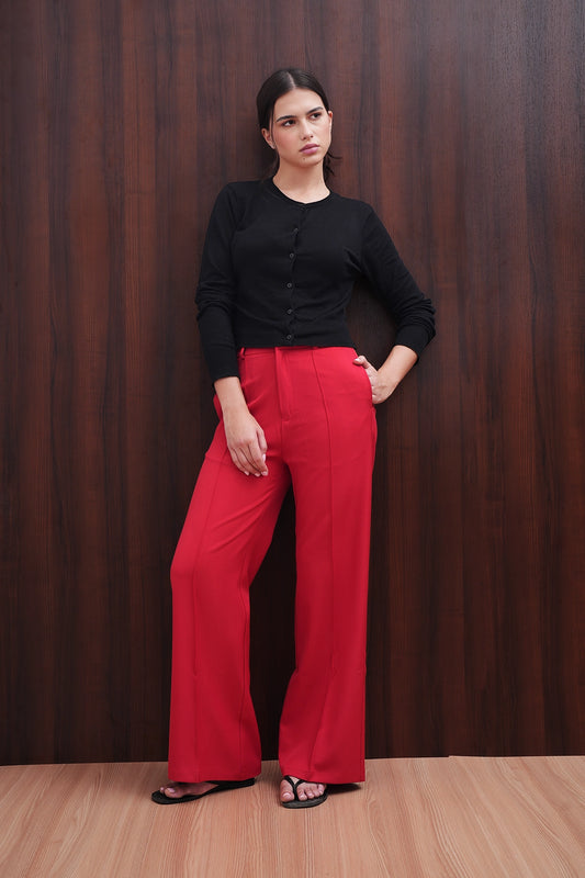 Red Pintuck Trouser