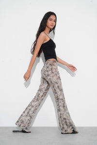 Gold Snake Print Flared Trousers