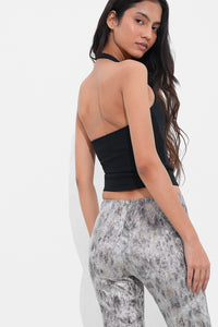 Silver Snake Print Flared Trousers