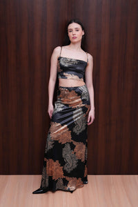 Black Textured Floral Co-ord Set