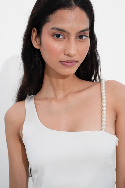 White Satin Slit Dress