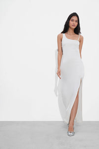White Satin Slit Dress