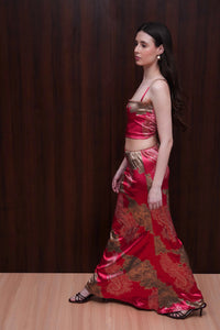 Red Textured Floral Co-ord Set