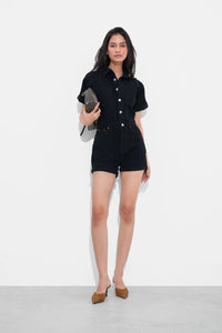 Black Denim Romper