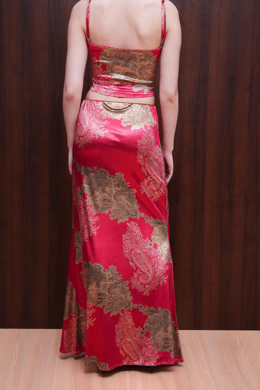 Red Textured Floral Co-ord Set