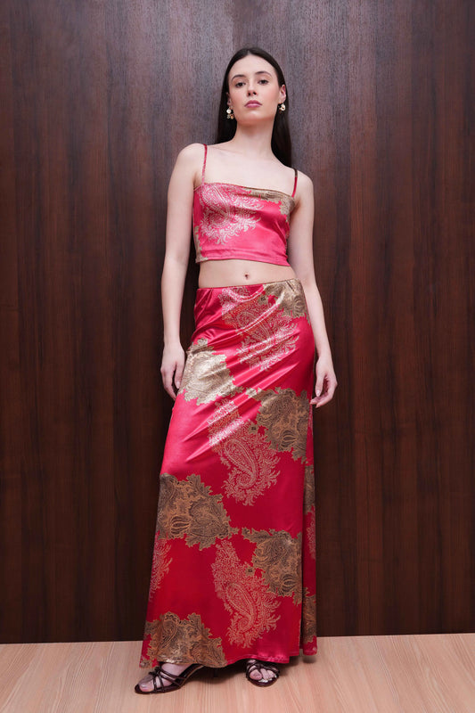 Red Textured Floral Co-ord Set