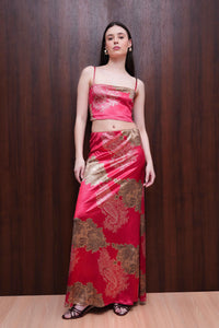 Red Textured Floral Co-ord Set