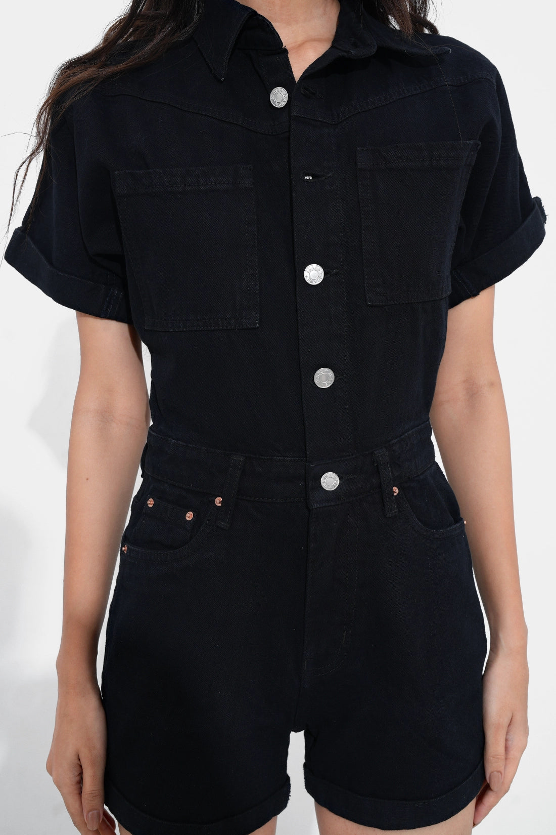 Black Denim Romper