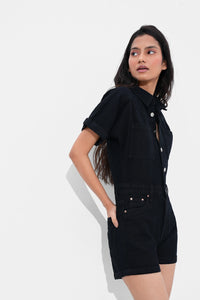 Black Denim Romper
