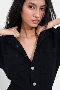 Black Denim Romper