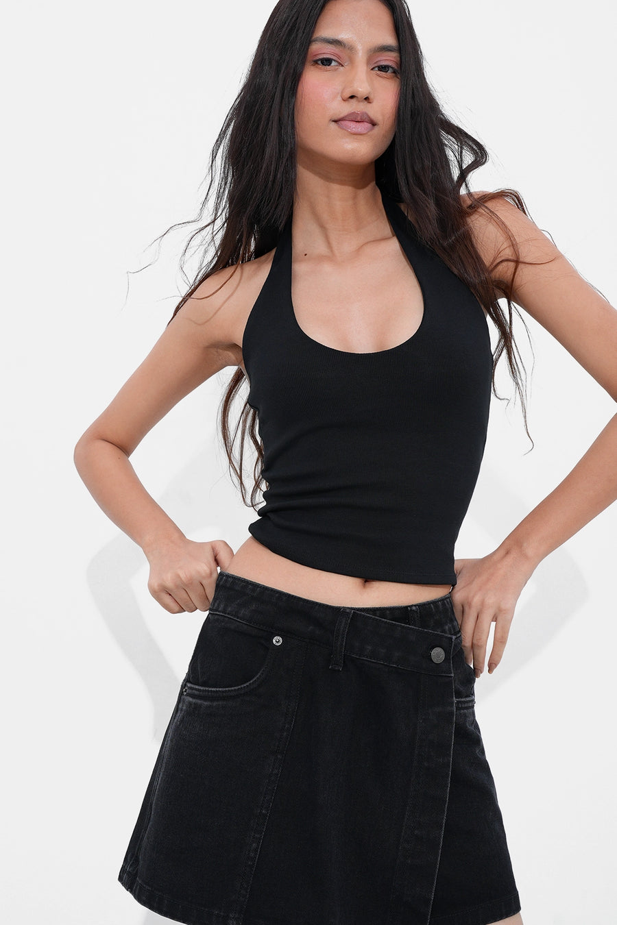 Black Denim Skort