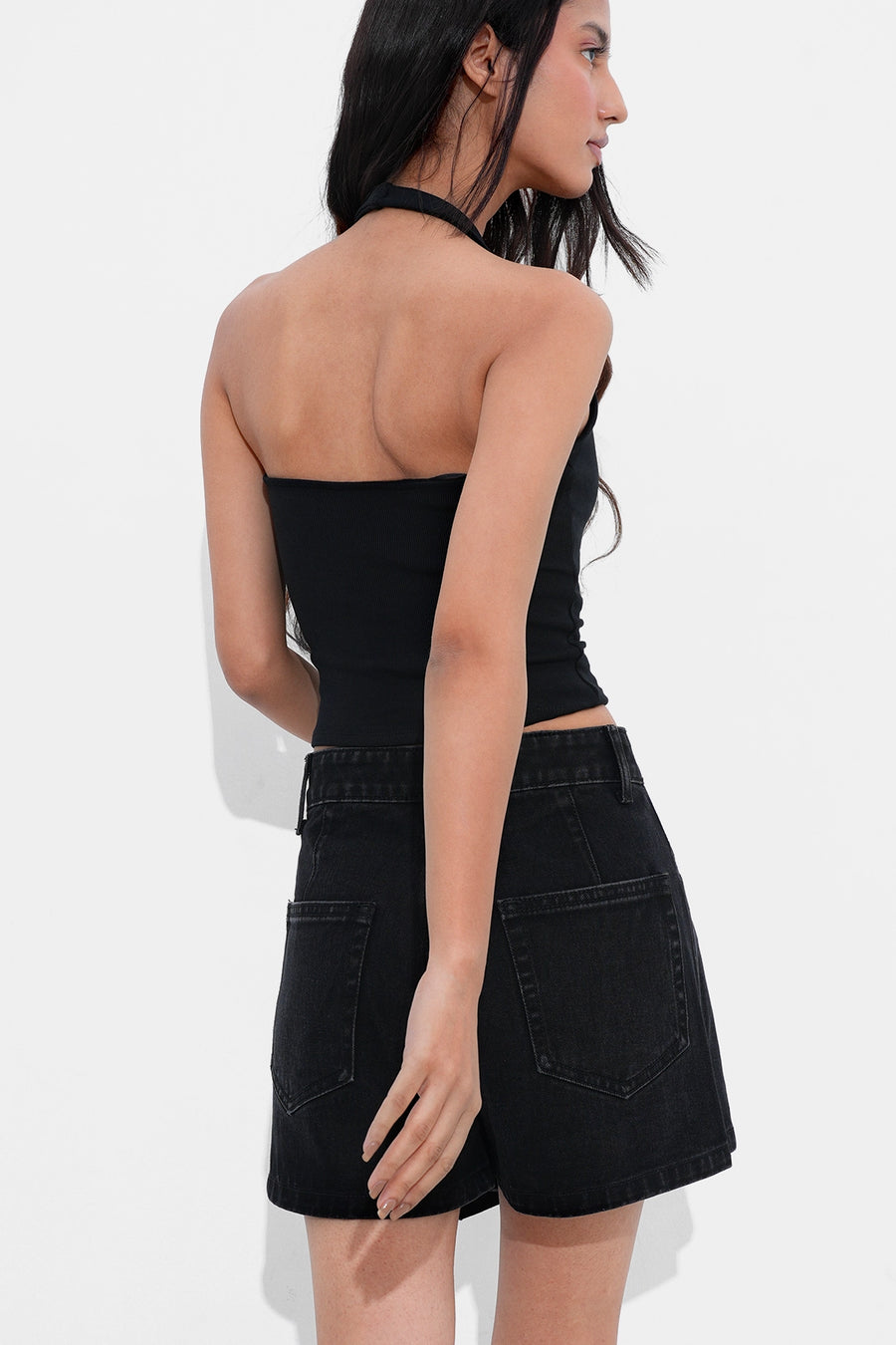 Black Denim Skort