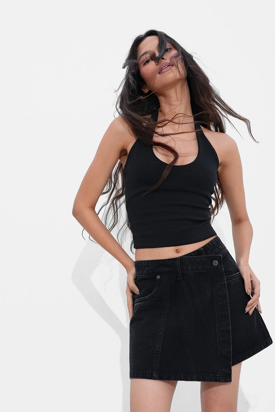 Black Denim Skort