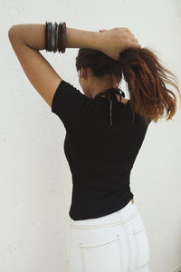 White Out Stitch Denim Skirt