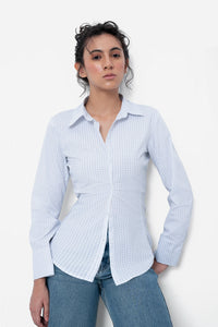 Blue Checkered Fitted Shirt