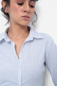 Blue Checkered Fitted Shirt