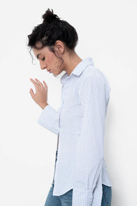 Blue Checkered Fitted Shirt