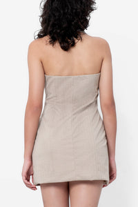 Beige Contrast Collar Dress