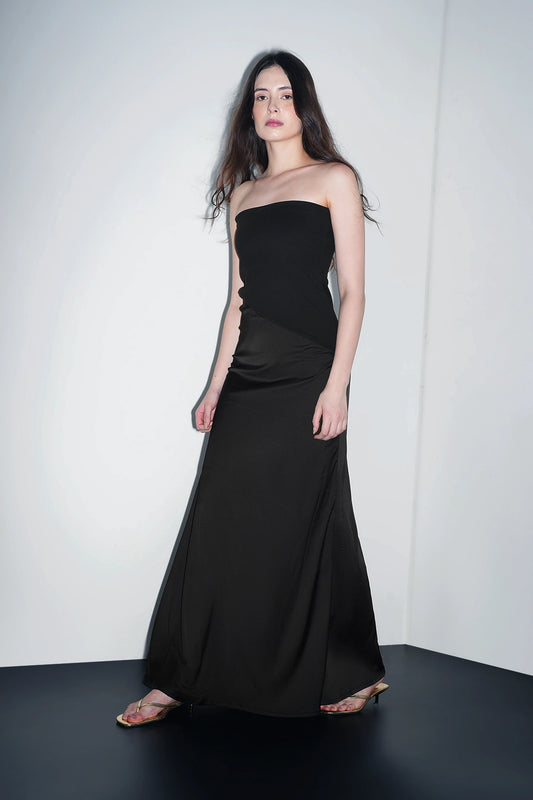 Black Asymmetric Maxi Dress