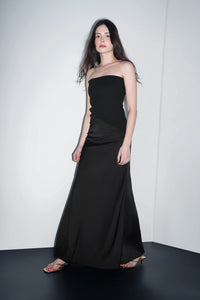Black Asymmetric Maxi Dress
