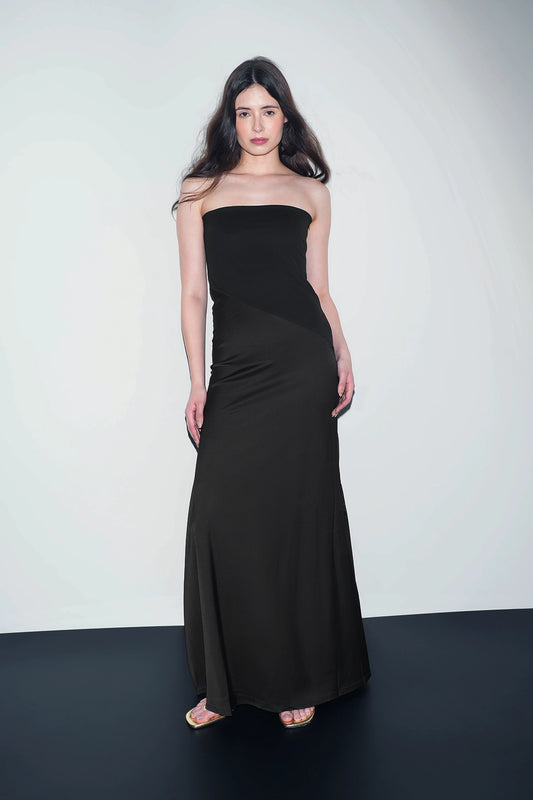 Black Asymmetric Maxi Dress