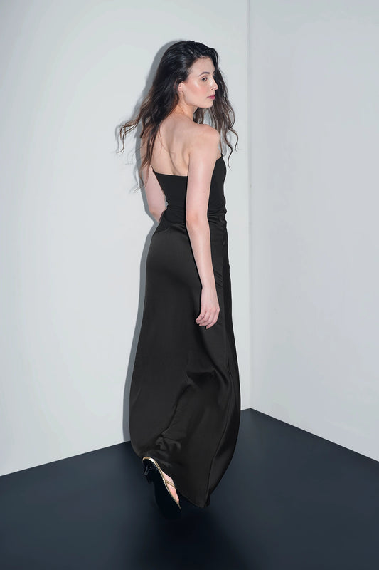 Black Asymmetric Maxi Dress