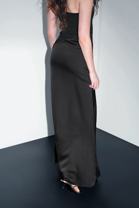 Black Asymmetric Maxi Dress