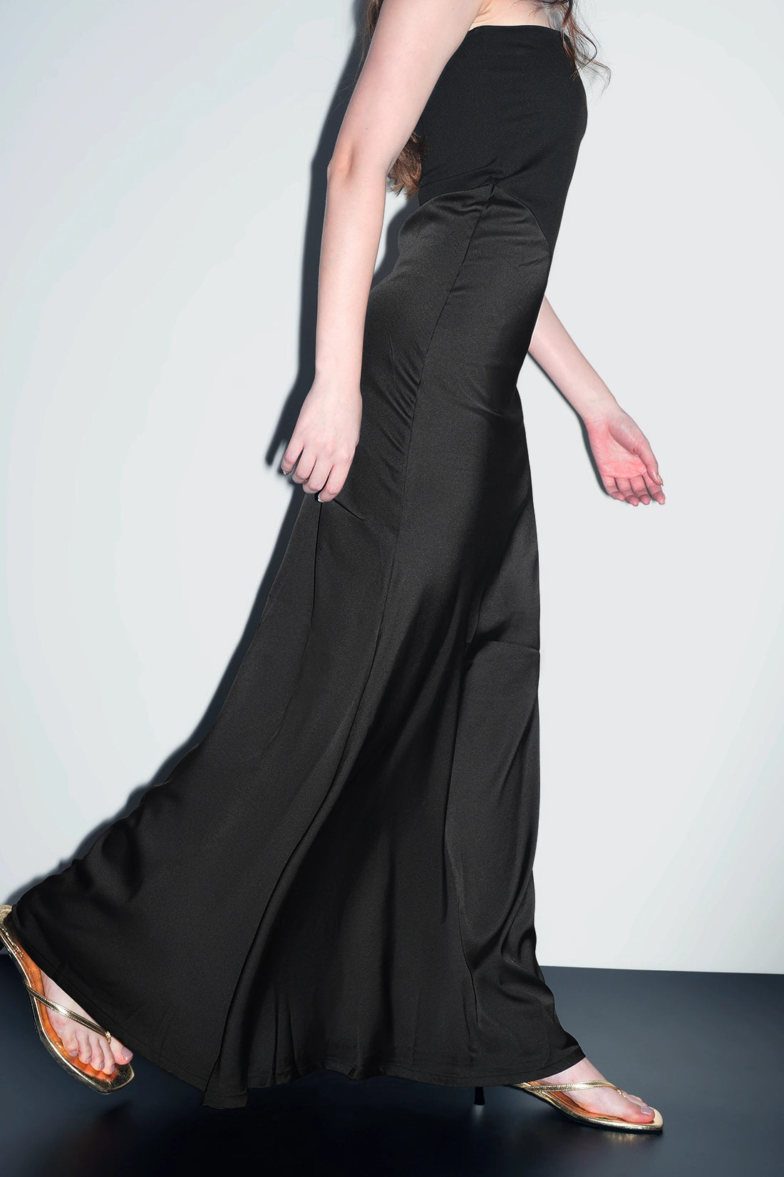 Black Asymmetric Maxi Dress