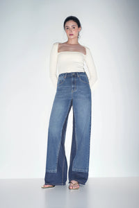 Two-Tone High-Rise Jeans
