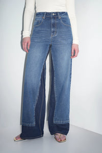 Two-Tone High-Rise Jeans