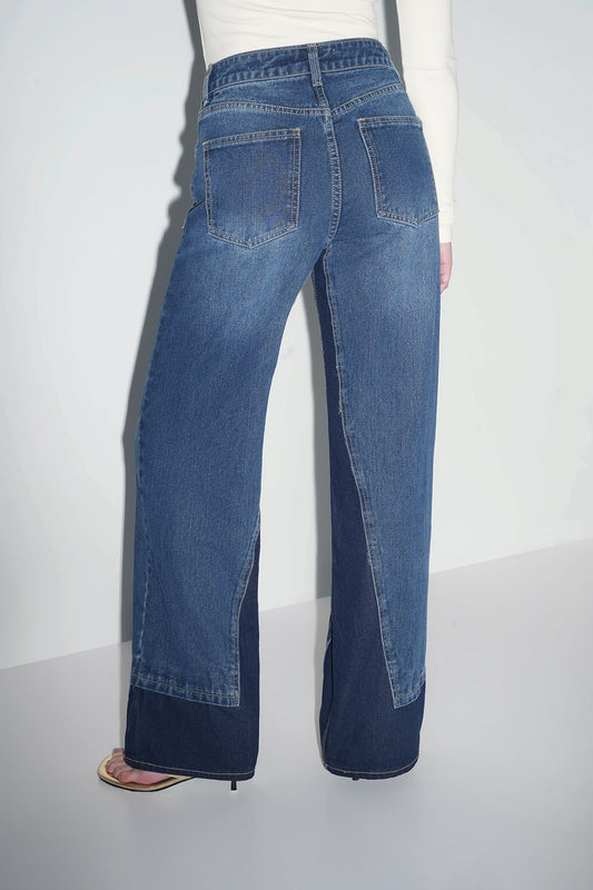 Two-Tone High-Rise Jeans