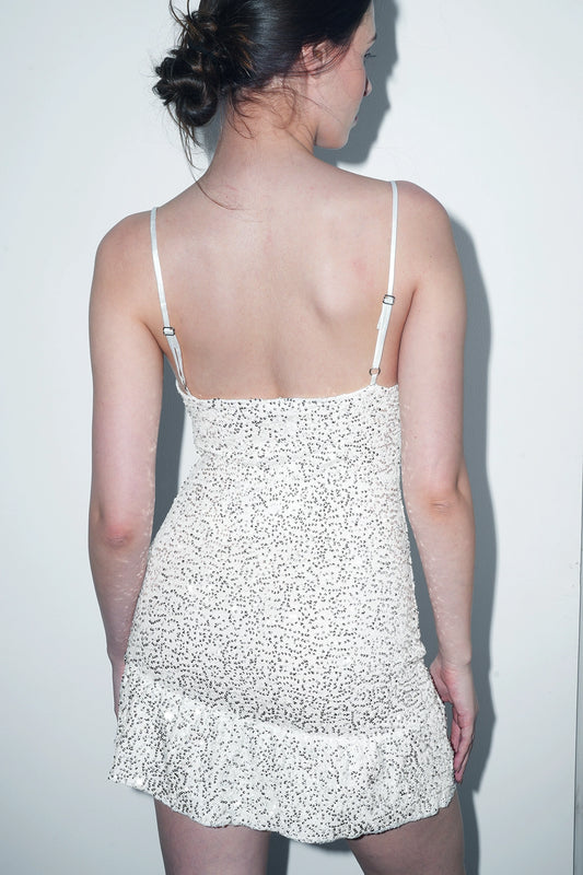 White Sequin Mini Dress
