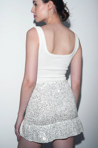 White Sequin Ruffle Skirt