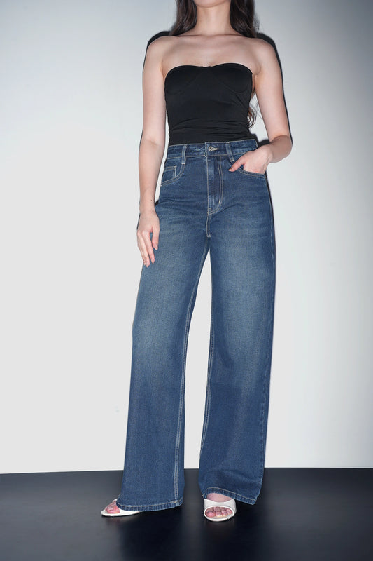Dark Blue High-Rise Straight Jeans