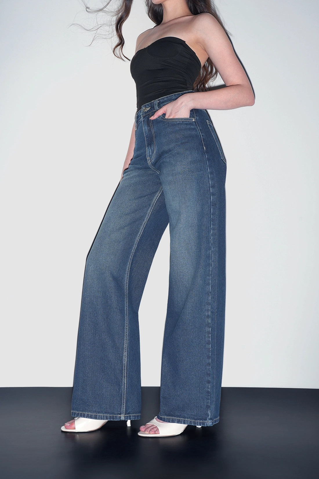 Dark Blue High-Rise Straight Jeans