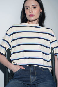 Striped Oversized T-Shirt In Blue