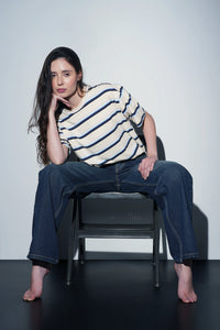 Striped Oversized T-Shirt In Blue