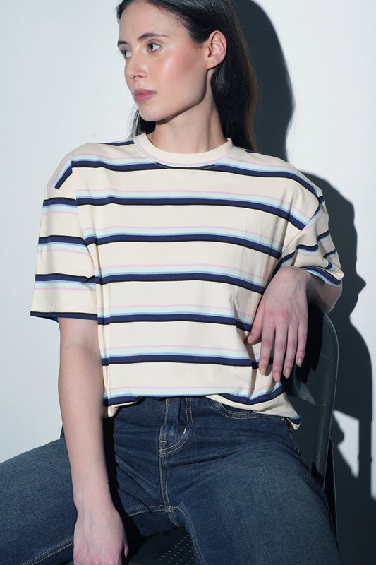 Striped Oversized T-Shirt In Blue