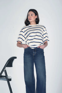 Striped Oversized T-Shirt In Blue