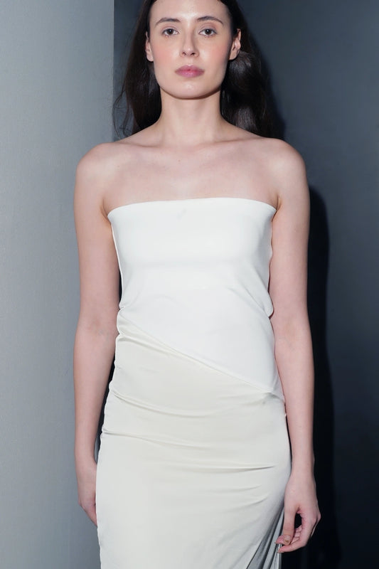 White Asymmetric Maxi Dress