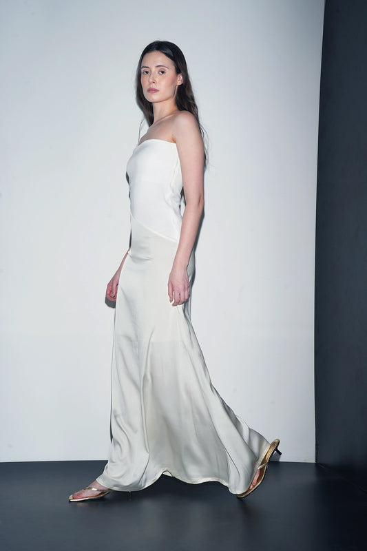 White Asymmetric Maxi Dress