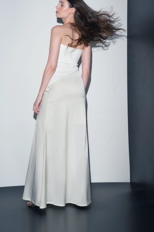 White Asymmetric Maxi Dress