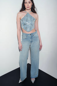 Open Back Silver Sequin Top